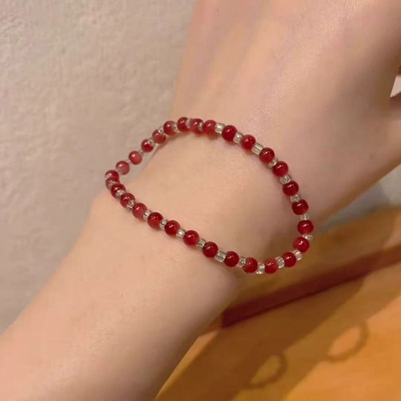 Women's Exquisite Sterling Sier Snake Bones Chain Ball Stitching Asymmetric Light Bracelet