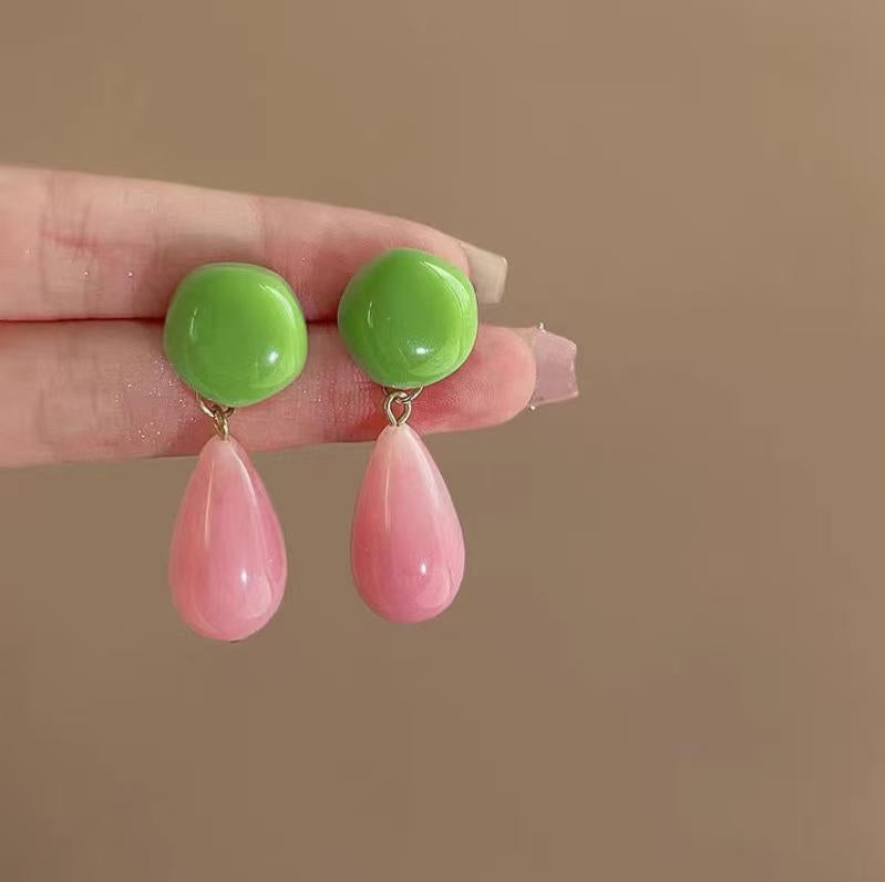 Women's Flower Frosted Resin Knitted Oil Rings