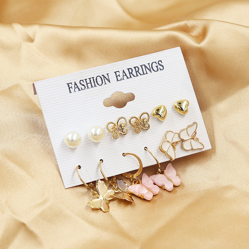 Creative Simple Acrylic Alloy Metal Pearl Stud Earrings