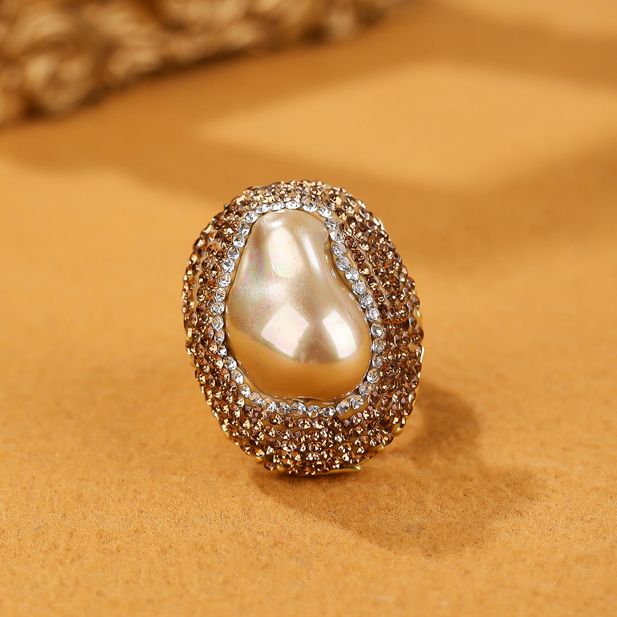 Women's Shell Pearls Clay Wide Open Adjustable Ring