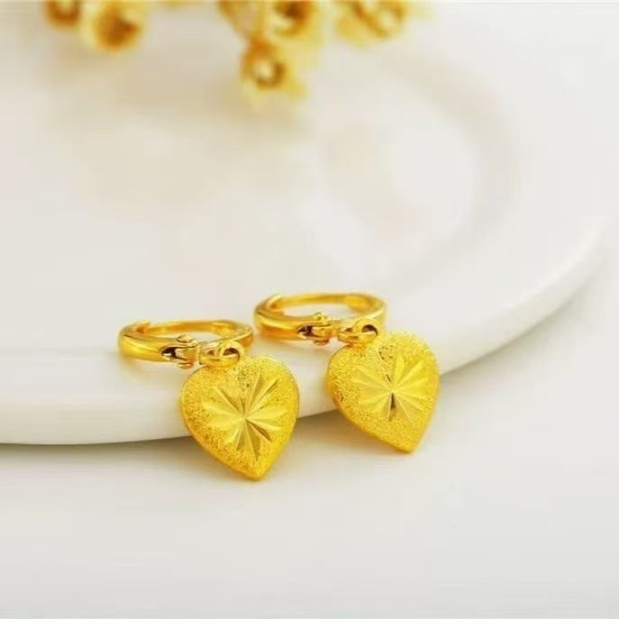 Women's Simple Golden Peach Heart Boutique Temperament Eardrops To Give Mom Earrings