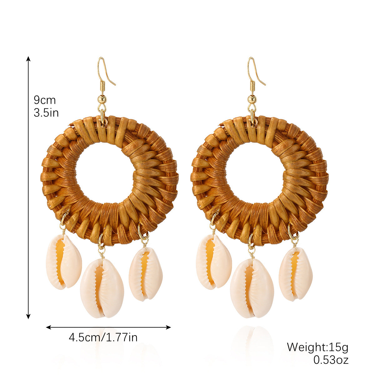 Bamboo Rattan Hand-woven Retro High-key Eardrop Earrings
