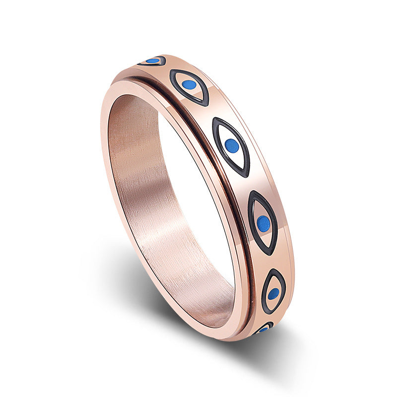 Men's Horus Eye Rotating Titanium Steel Personalized Minority Rings