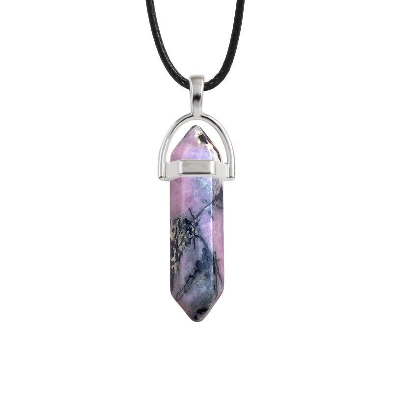 Natural Stone Hexagon Prism Fashion Crystal Necklaces