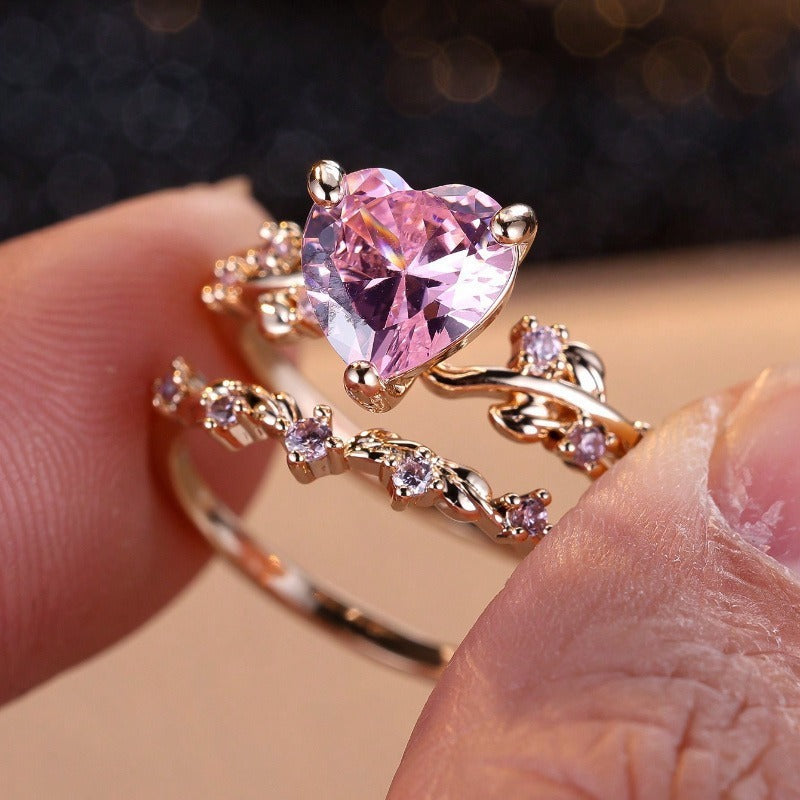 Inlaid Zircon With Diamond Heart-shaped Stylish Rings