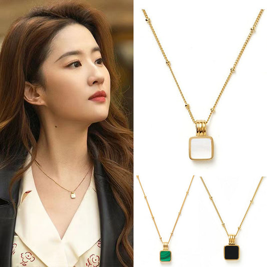 Women's Lost Romance Square Malachite Summer Small Necklaces