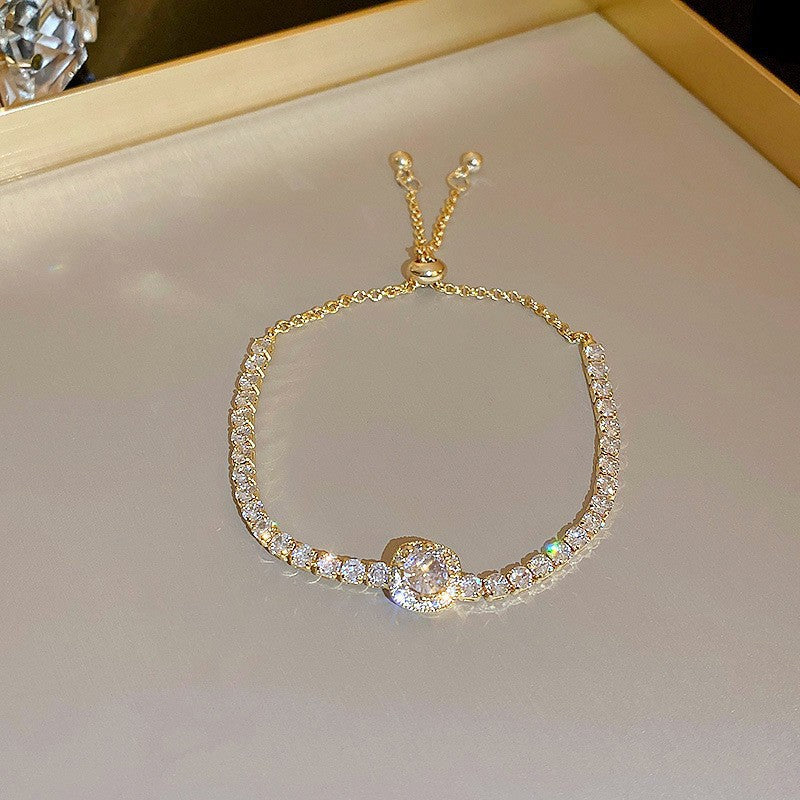 Women's Korean Geometric Round Zircon Light Luxury High-grade Stylish Simple Bracelets