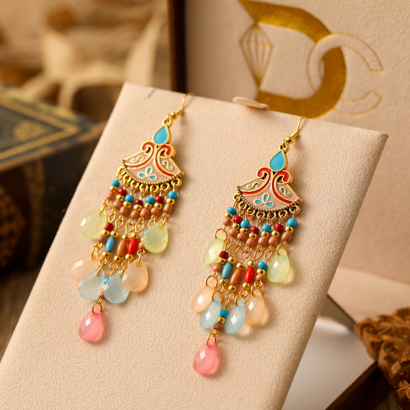 Women's Bohemian Bead Acrylic Water Drop Retro Vacation Rings