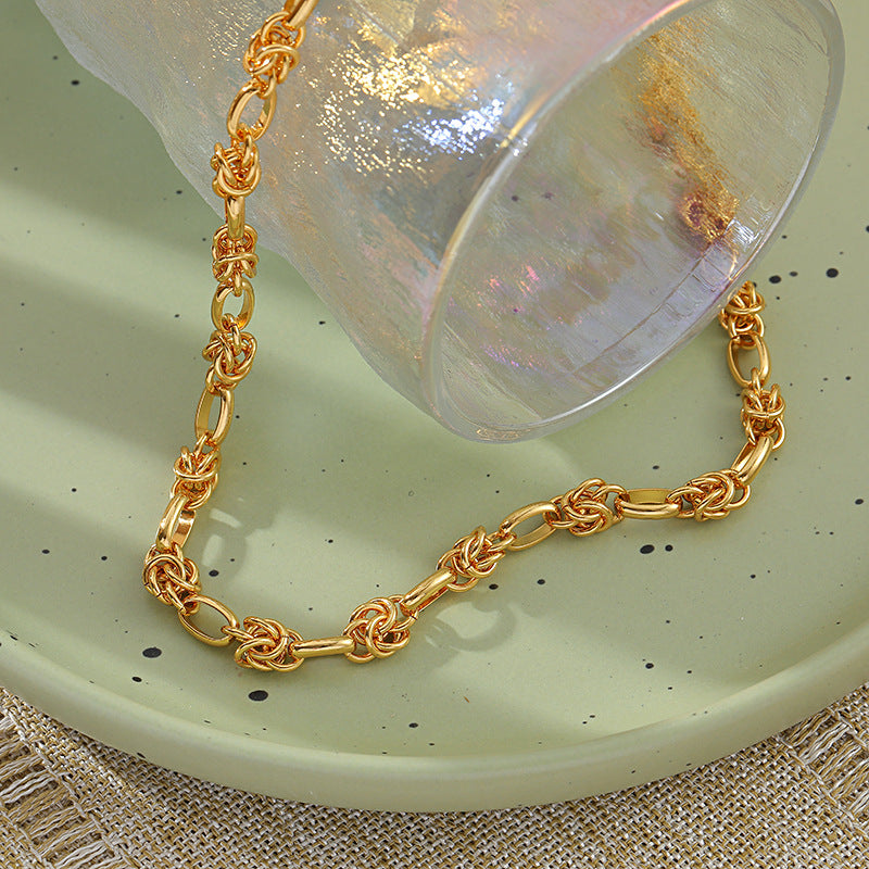 Women's Personalized Hip Hop Gold Knotted Sweater Chain Fashion Necklaces