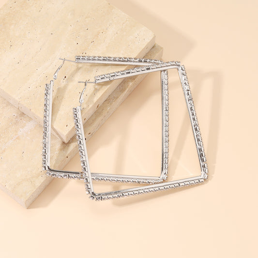 Ornament Personality Square Full Diamond Style Earrings