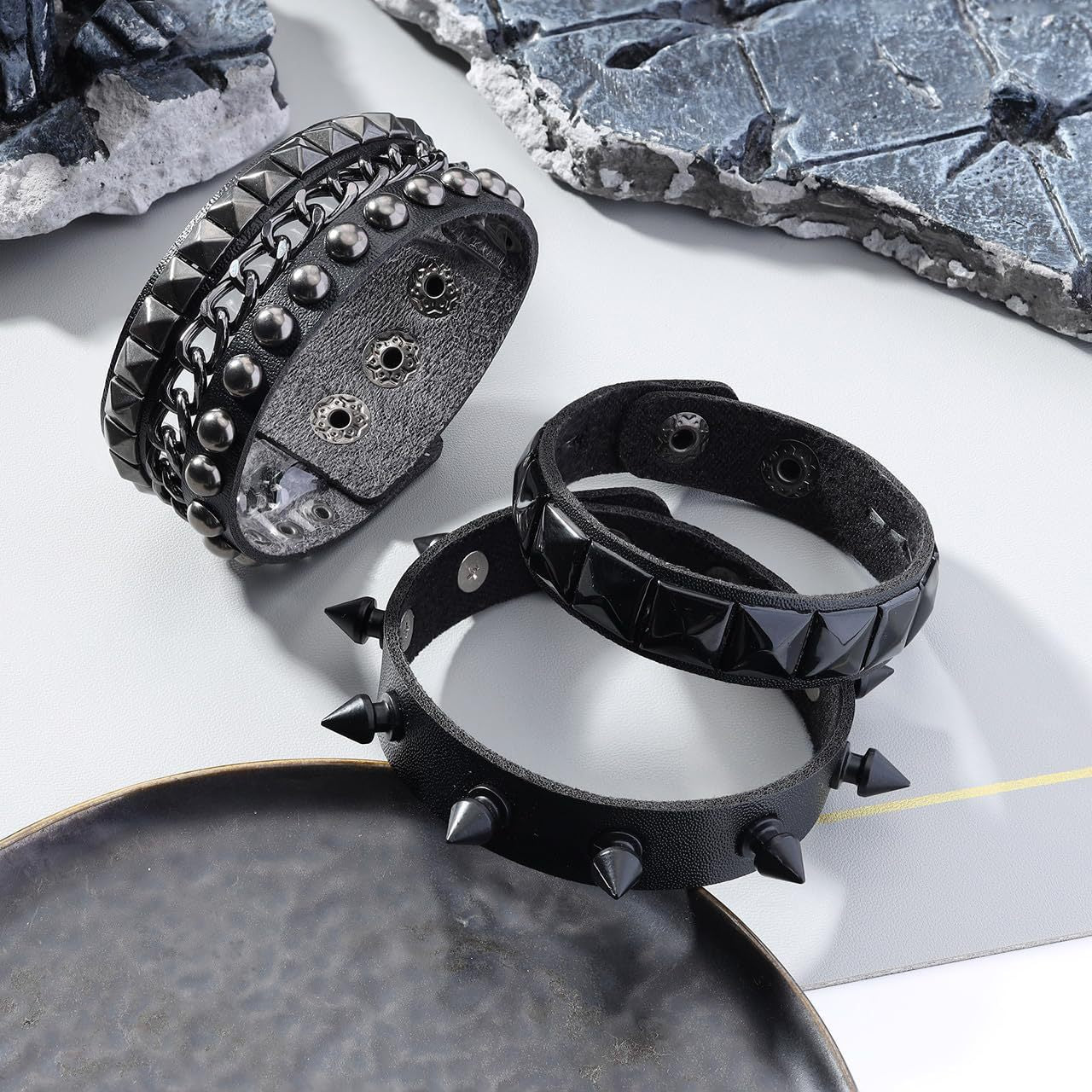 Men's Punk Chain Wrist Hip Hop Rivet Bracelet