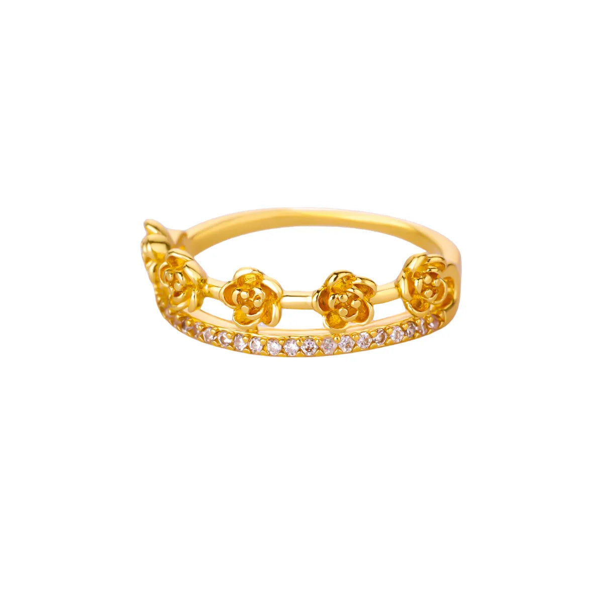 Simple Rose Series Stainless Steel Gold Plated Ring