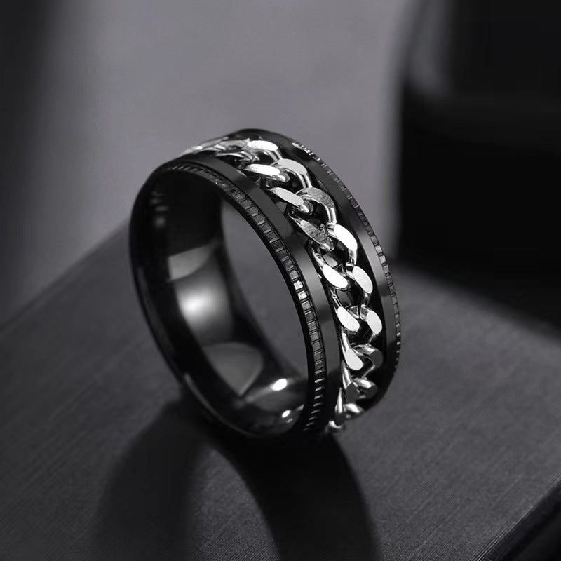 Men's Steel Chain Rotating Titanium Does Not Ring