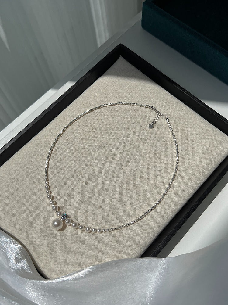 Fashion Light Pearl Sterling Sier Gradient Necklaces