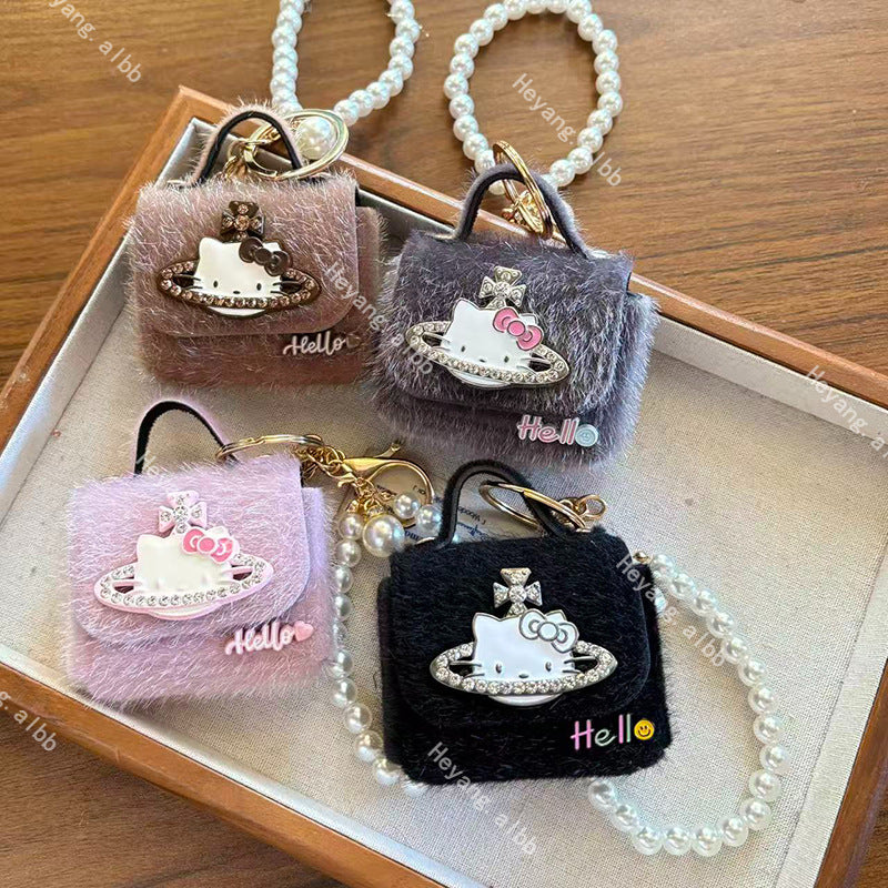 Cat Earphone Bag Pearl Sweet Girly Pendants