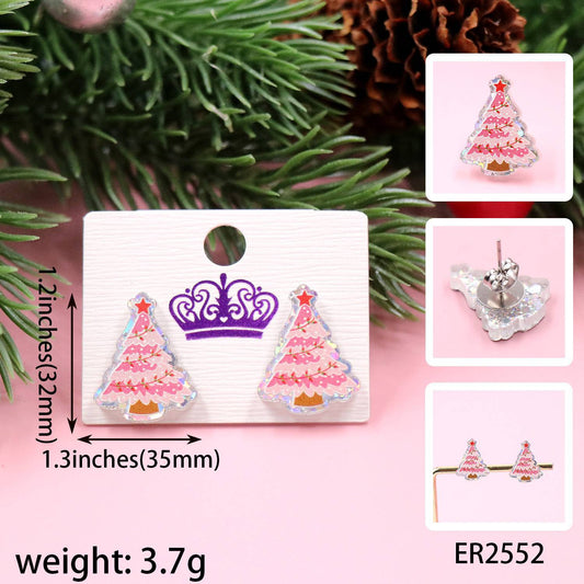 Stylish Creative Winter Christmas Acrylic Tree Earrings