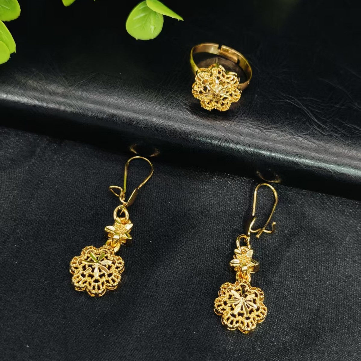 Popular Elegant Gold Flower Indian Bride Jewelry Set