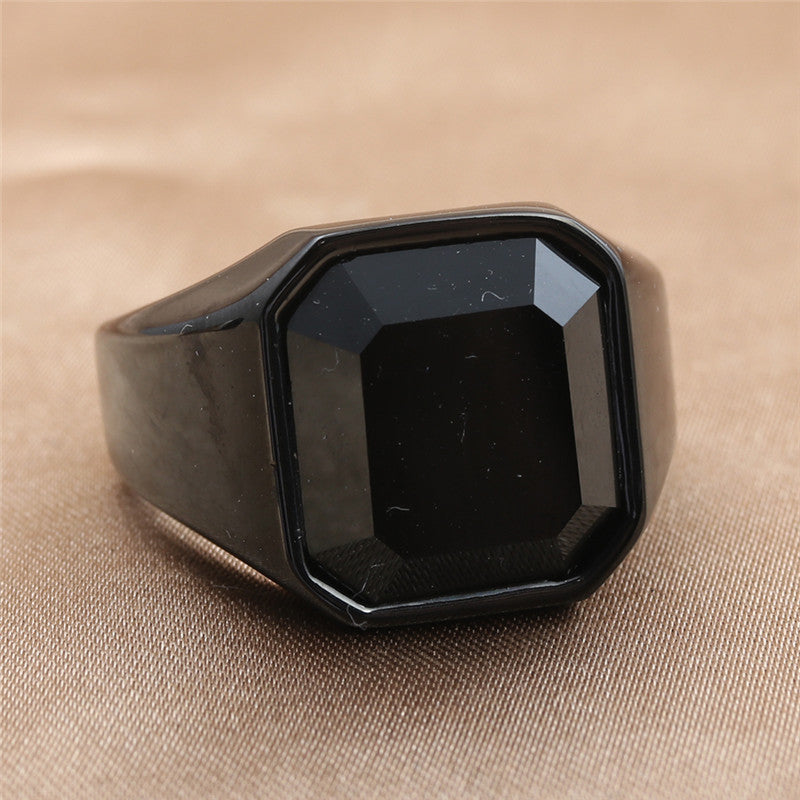 Men's Steel Gemstone Retro Trendy Personality Punk Rings