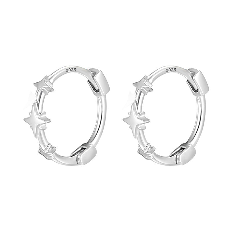 Women's Mori Flower-de-luce High-grade Sier Needle Four Stars Rings