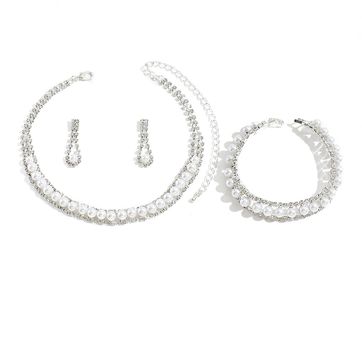 Popular Dinner Rhinestone Pearl Wind Sweet Tennis Clavicle Bracelets
