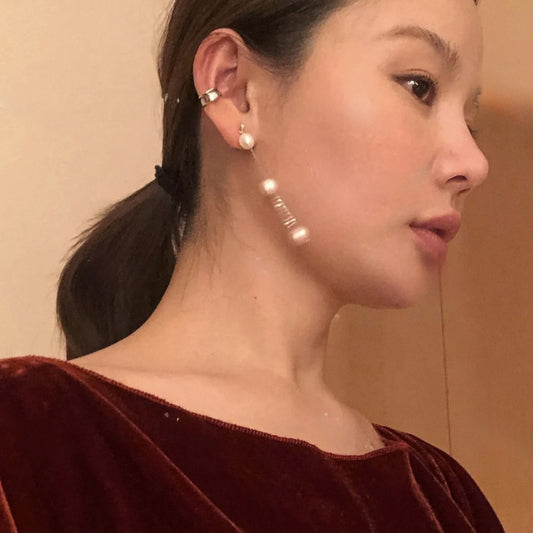Natural Freshwater Pearl Simplicity Korean Style My Little Calendar Long Stud Earrings