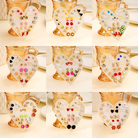 Suit Geometric Pairs Storage Ear Multicolor Earrings