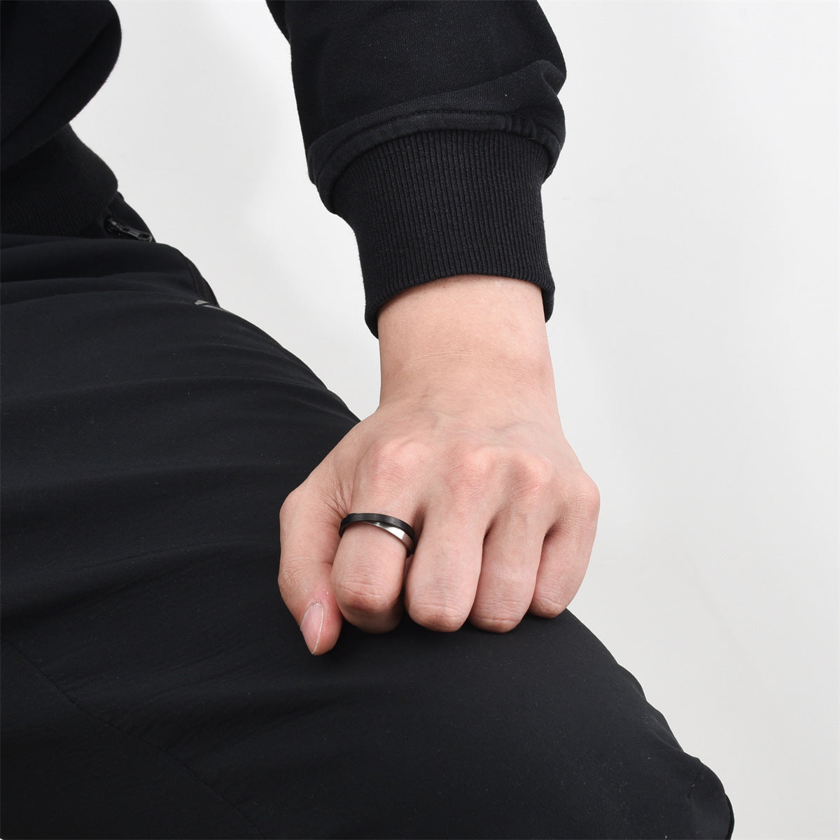 Men's Titanium Steel Roman Numerals Rotatable Chain Ring