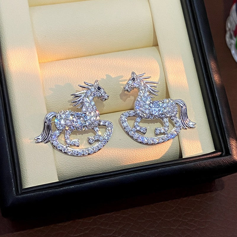 Needle Temperament Entry Lux Micro Inlaid Zircon Swan Exquisite Stylish Stud Earrings