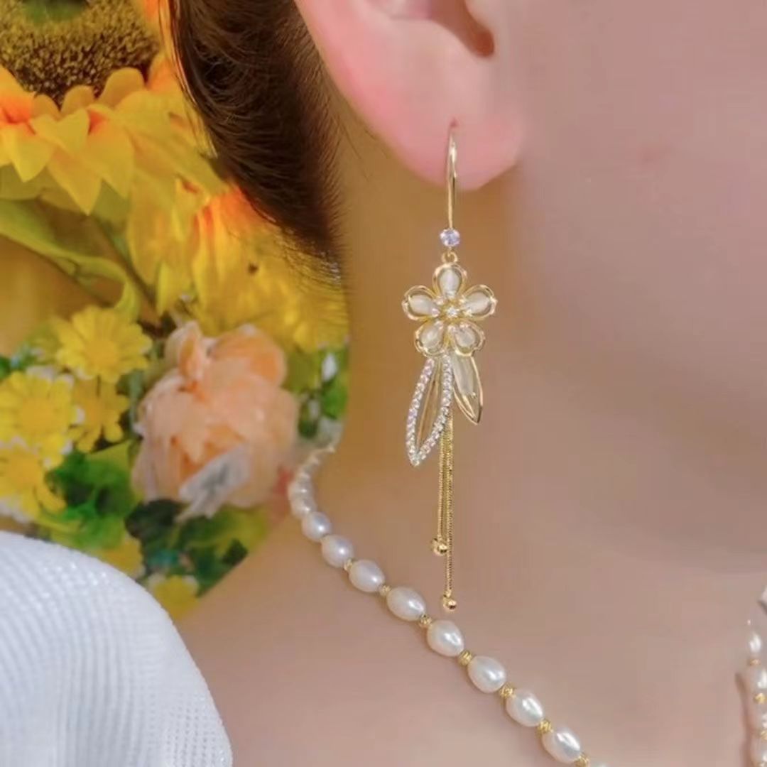 Zircon Long Tassel Ear Hook Temperament Wild Affordable Luxury French Earrings