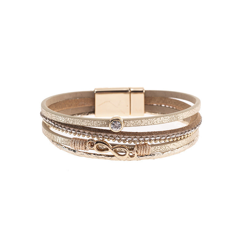 Twin Sense Leather Female Style Niche Design Bracelet