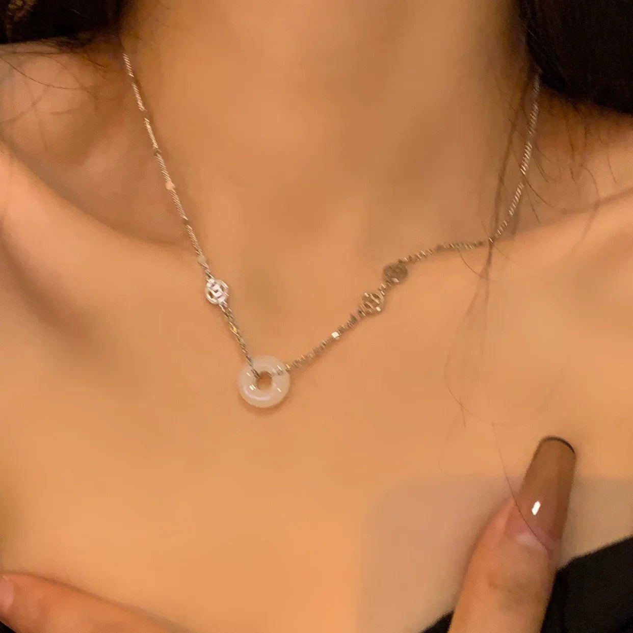 Women's Style Jade Safety Knot For Niche Design Clavicle Chain Necklaces