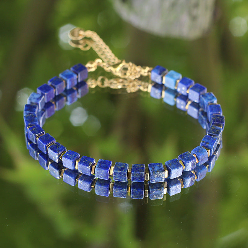Stainless Steel Lobster Clasp Square Tiger Eye Bracelet
