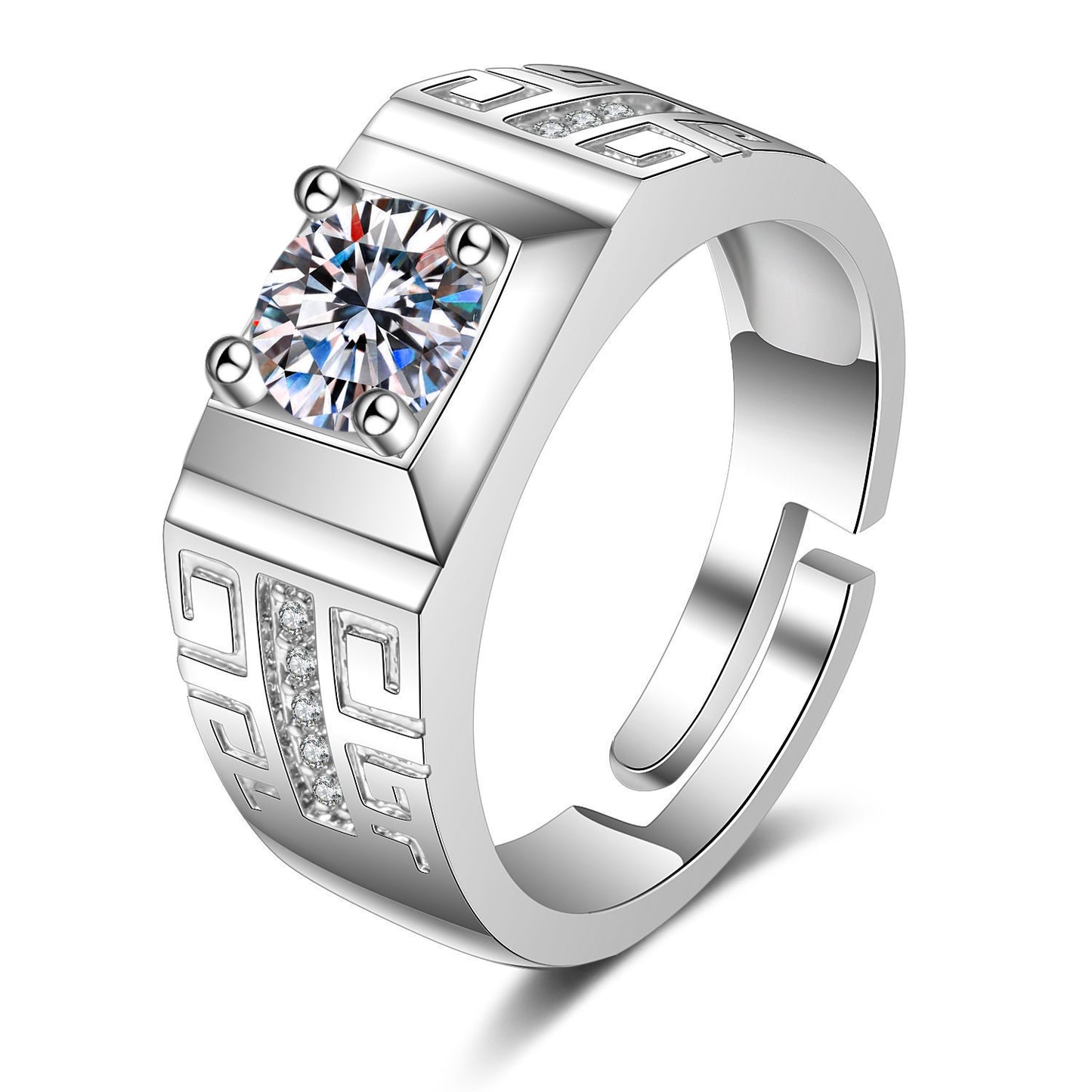 Men's Korean Style Elegant Accessories Full Diamond Fashion Open Rings