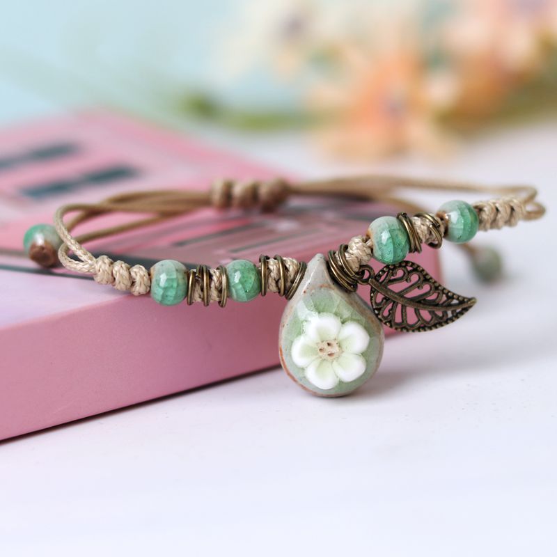 Handmade Pinch Ceramic Woven Mori Style Small Fresh Adjustable Vintage Pendants