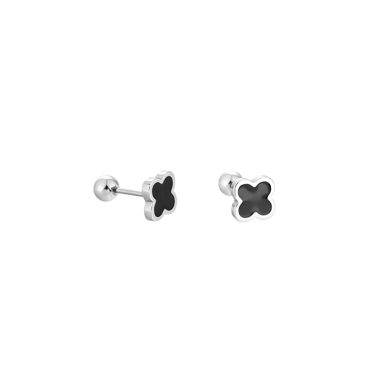 Women's & Men's Clover Ear Titanium Steel Fashion Trend Design Stainless Stud Earrings
