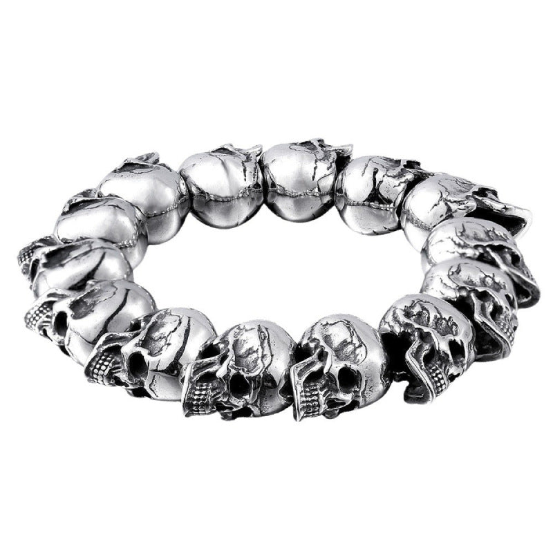 Men's Skull Punk Retro Street Hipster Glossy Release Buckle Bracelet