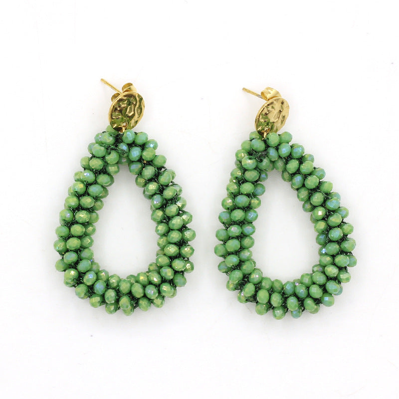 Women's Handmade Woven Crystal Fashion Water Drop Creative Bohemian Chic Earrings