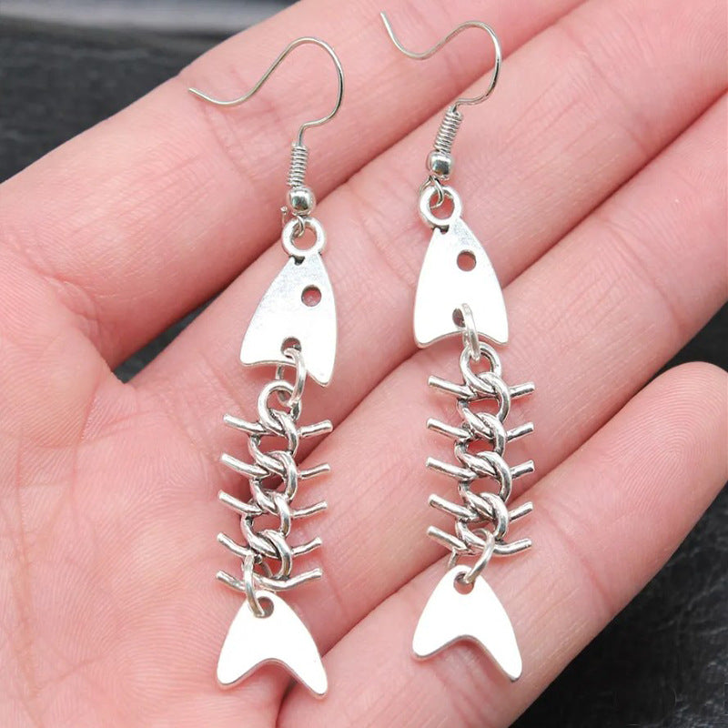 Women's Simple Punk Hip Hop Fishbone Thorn Ear Earrings
