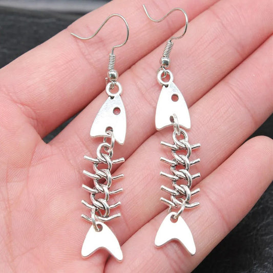 Women's Simple Punk Hip Hop Fishbone Thorn Ear Earrings
