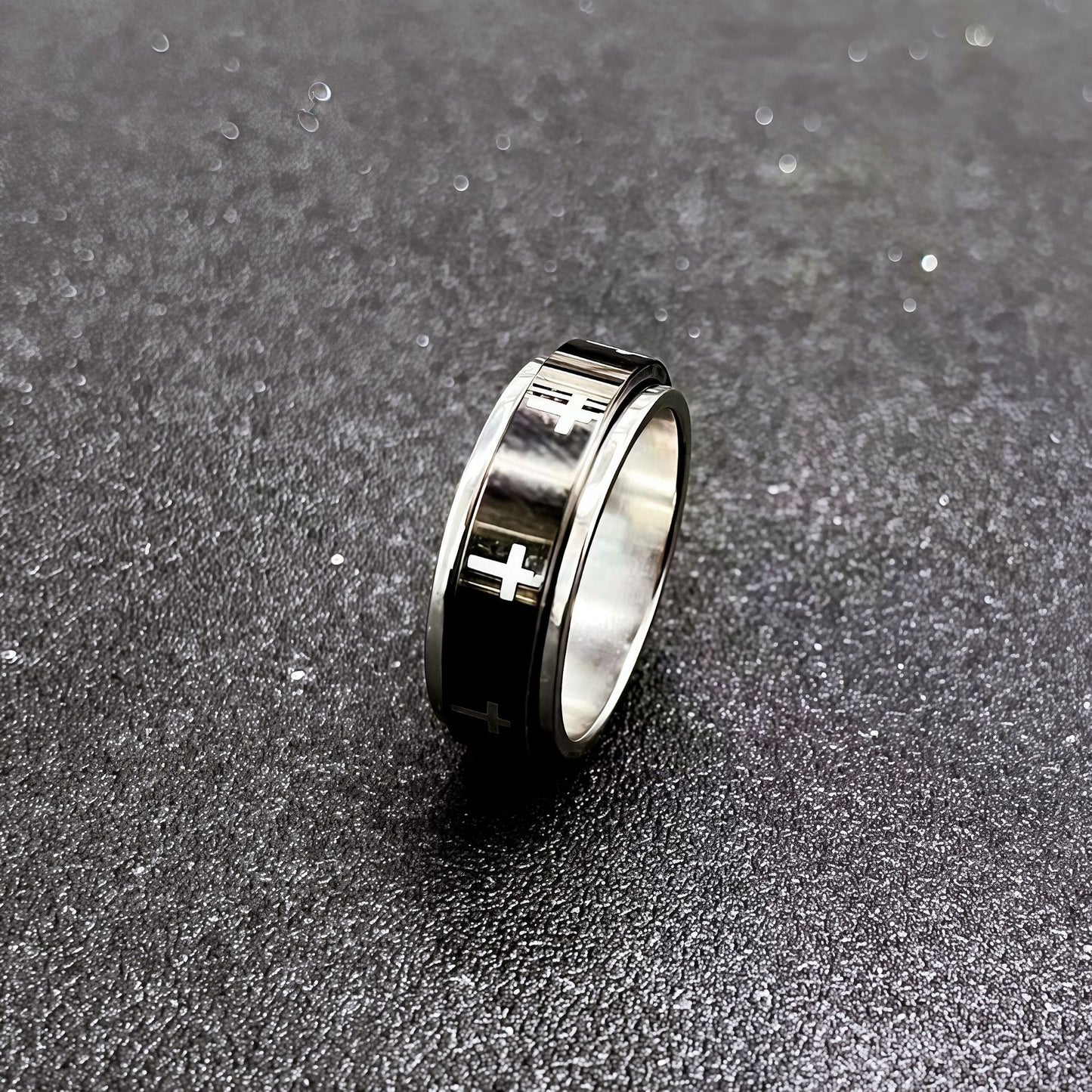 Men's Rotatable Decompression Chain Titanium Steel Star Rings