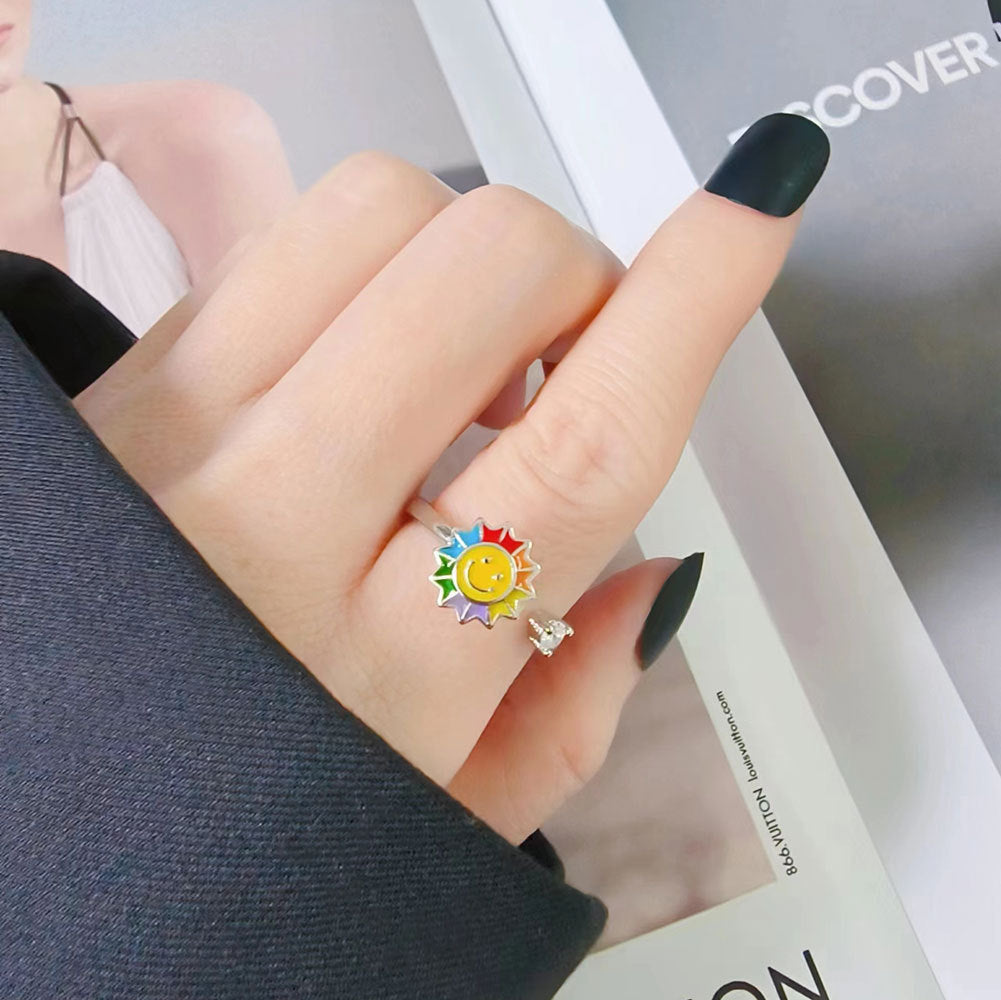 Fashion Special Interest Light Luxury Sunflower Spinning Personalized Ring