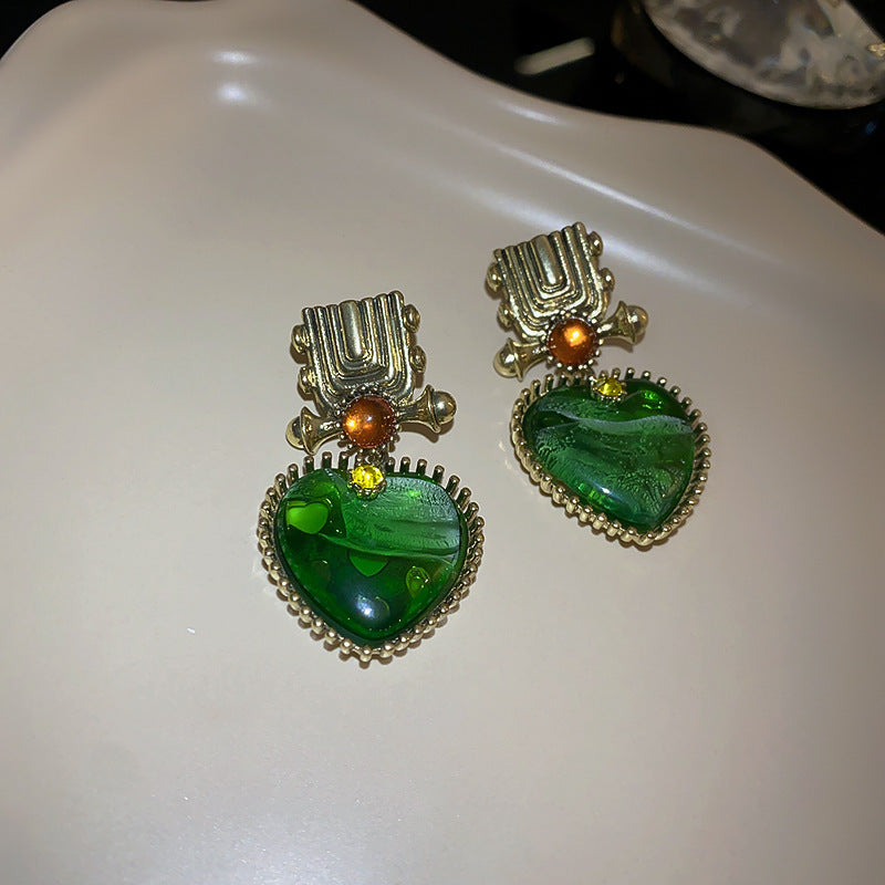 Sier Needle Zircon Geometric Flower Retro Exquisite Earrings