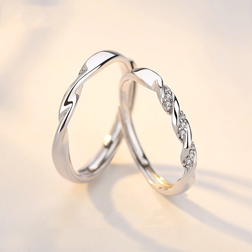 Women's & Men's Mobius Strip Couple Fashion Copper Inlaid Zircon Rings