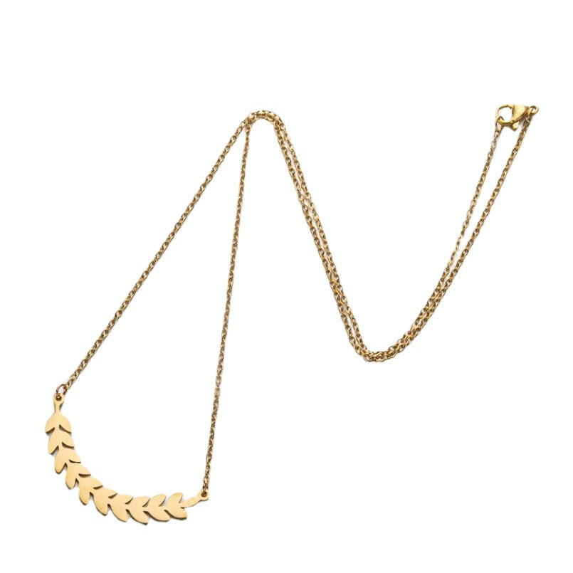 Women's Stainless Steel Wheat Light Luxury Leaf Clavicle Jewelry Accessories