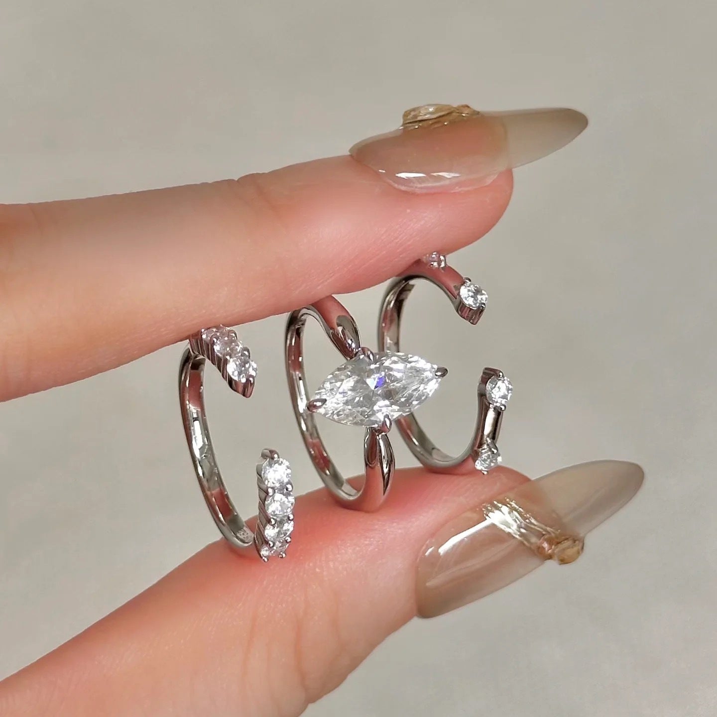 Women's Three-in-one Stacked Bright Super Shining Horse Rings