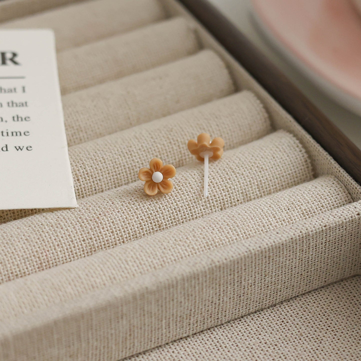 Five Petal Flower Biological Porcelain Sweet Cute Niche Sleeping No Earrings
