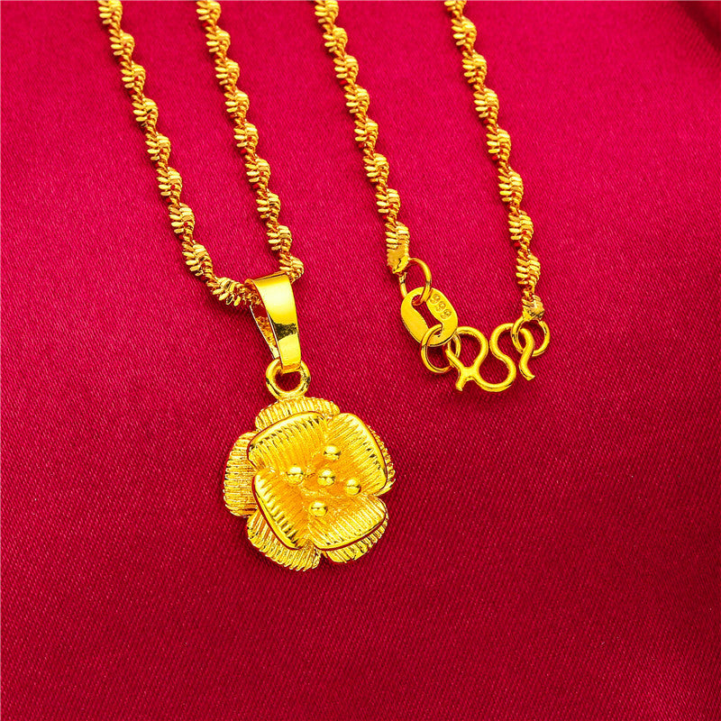 Flower Vietnam Placer Gold Palace Antiquity Water Ripple Gifts For Necklace