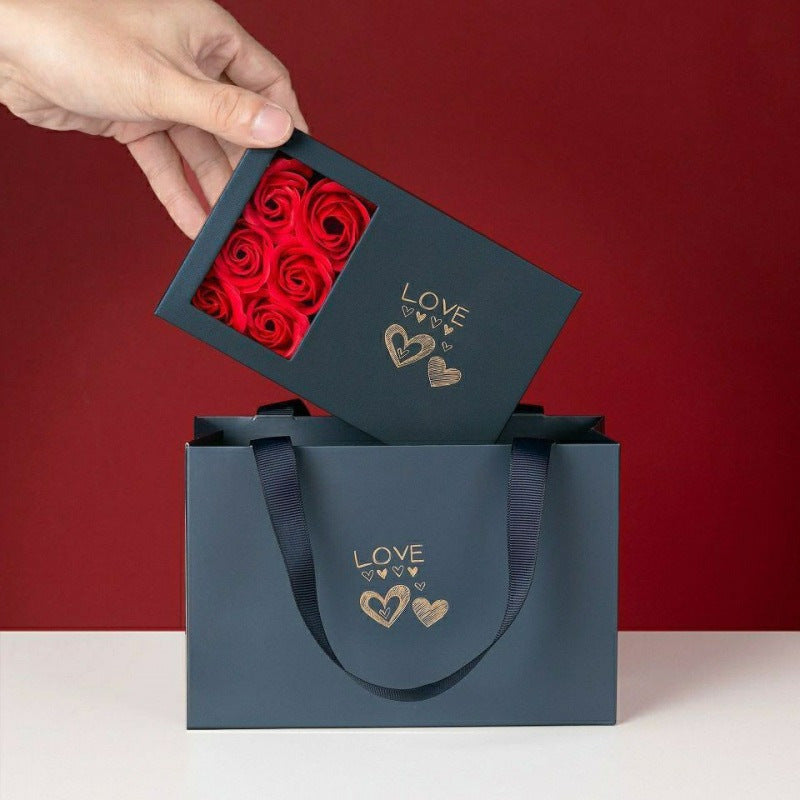 Flower Box Sier Polishing Cloth Lettering Jewelry Set