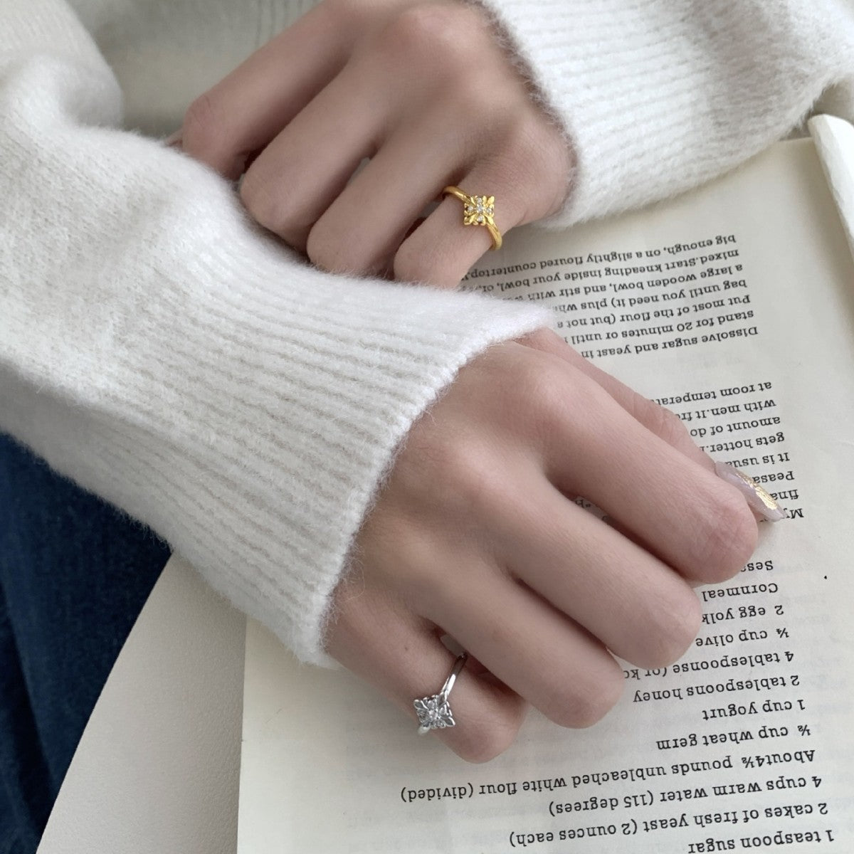 High-grade Diamond Cross Little Finger Niche Ring