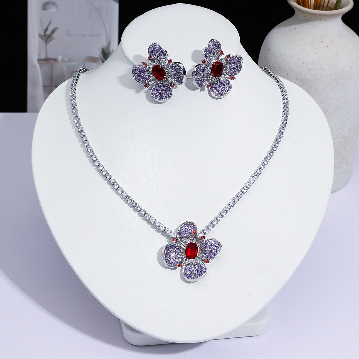 Full Diamond Drop-shaped Temperament The Dinner Party Jewelry Set